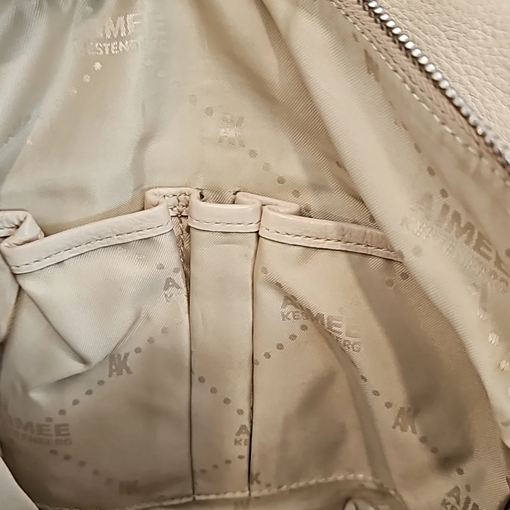 NEW Aimee Kestenberg cream Leather Lucy Satchel w/Front Pockets